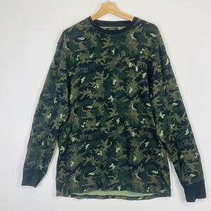 Ralph Lauren Polo Green Camo Camouflage Waffle Weave Knit Thermal Shirt Men's XL